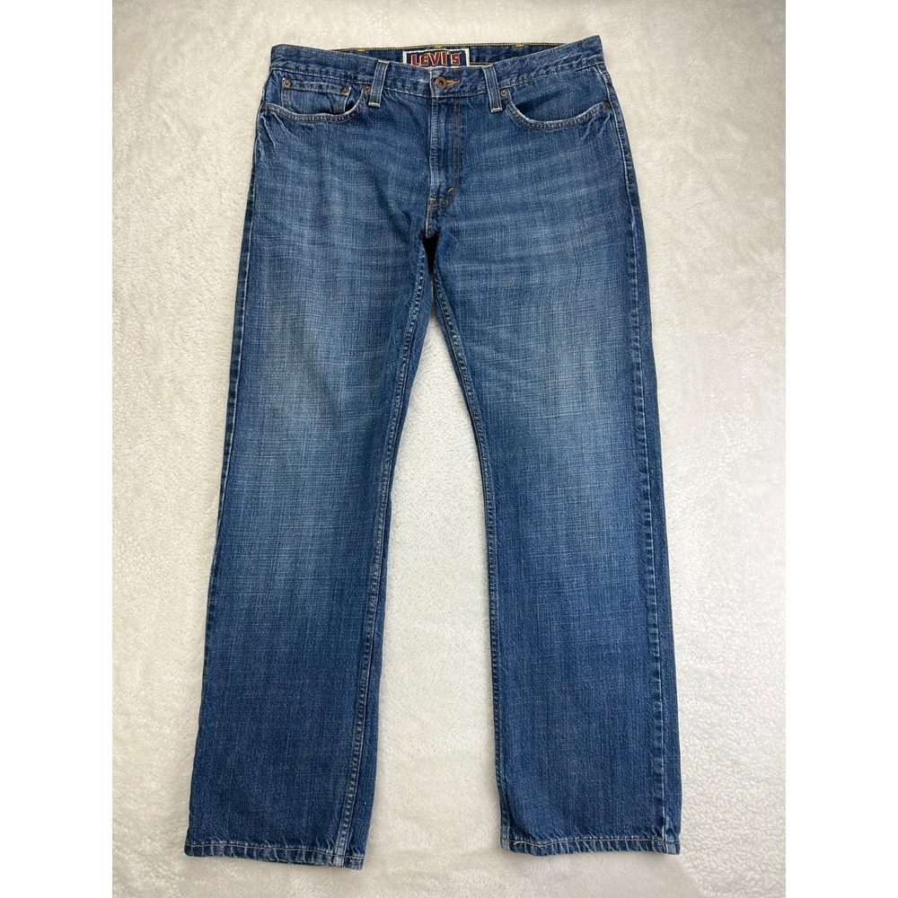 Levi's 514 The Original Jeans Slim Straight Mens 38x32 Blue Denim Whiskerd Y2K